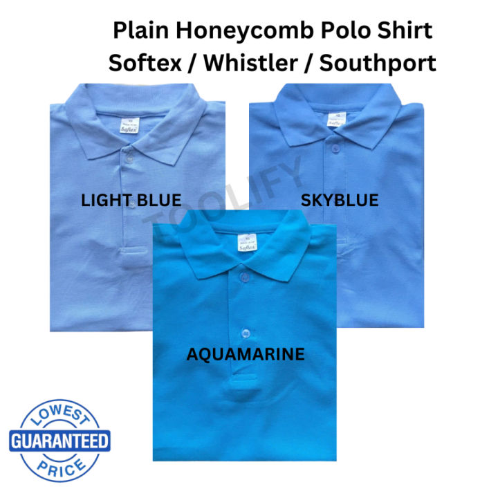 Polo Shirt Light Blue, Skyblue, Aquamarine | Unisex | Honeycomb Fabric ...