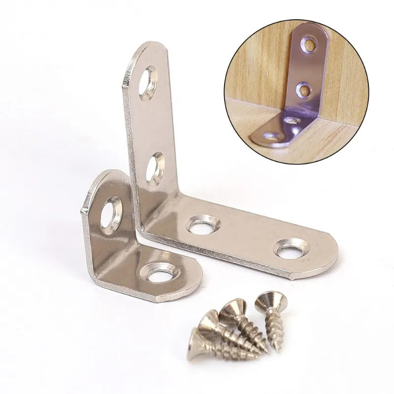 WORSETUY 30-Pack Joint Right Angle Brackets – Stainless Steel L-Brackets, 36x32x32mm, Rounded Edges, Counterbore Holes, For Wood Furniture, Cabinets, Beds, Shelves