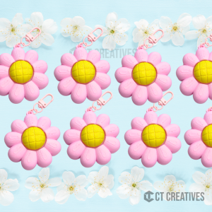 3D Printed Pink Flower Fidget Clicker Toy Keychain