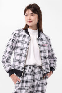 MINIMAL/Emily In Paris - Chantal - Plaid Bomber Jacket - Black