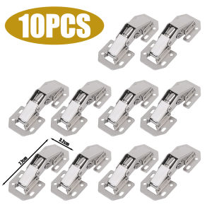 【On Sale】10Pcs Cabinet Hinge 90 Degree No-Drilling Hole Cupboard Door Hydraulic Hinges Soft Close with Screws Furniture Hardware