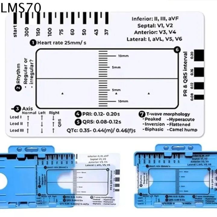 LMS70 Interpretation ECG 7 Step Ruler Card Portable Pocket Clear Ecg ...