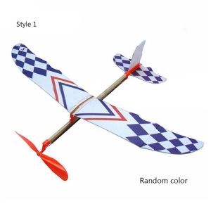SAVVYSHELF Random Color Hand Throwing Novelty Plastic Christmas best gift DIY Foam Aircraft Assembly Plane Model Elastic Rubber Airplane Powered Flying Glider