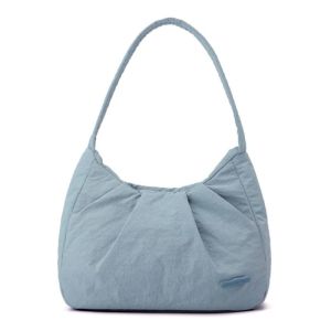 🇸🇬CF824 Party Bag Soft Puffy Nylon Cloud Bag Korean Style Pleated Shoulder Bag Trendy Lightweight Hobo Underarm Bag