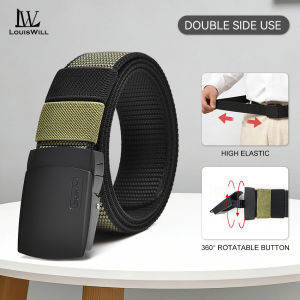 LouisWill Men Sports Belt High Elastic Nylon Belt Outdoor Nylon Belt Adjustable Belt Rotating Buckle Nylon Waistband Double-Sided Two-Color Belt Youth Sports Canvas Pant Belt