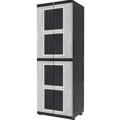 LEMARI PAKAIAN PLASTIK SUSUN 4 KUNCI KACA NAIBA NANDOS LONG DOOR [NAIBOX]