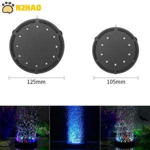 【N2HAO】 Aquarium Underwater LED Light Air Bubble Stone Colorful For Fish Tank Round Lamp