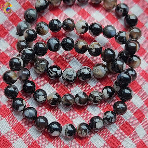 Premium Grade Sakura Agate Bracelet (Black)
