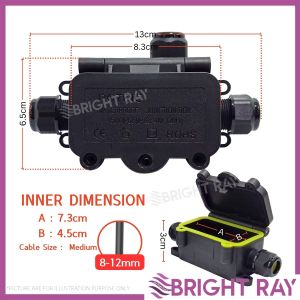 POTRIC 2/3 Way Waterproof Junction Box Outdoor Junction Box Underground Cable Connector Electrical External Power Cord