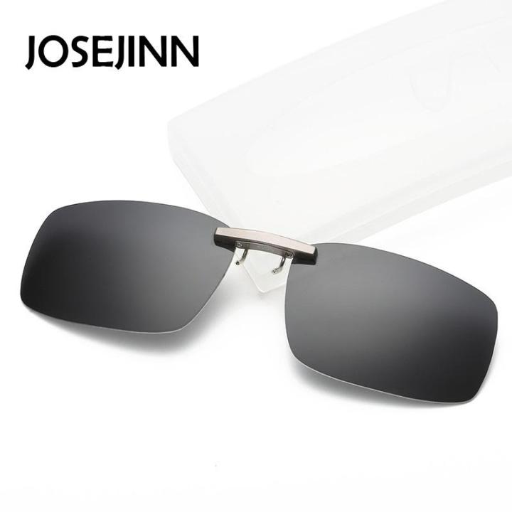 JOSEJINN Classic Square rimless polarized clip on sunglasses men