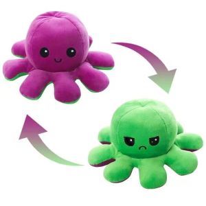 20cm Octopus Soft Toy Flip Octopus Doll Tiktok Stuffed Toys Reversible Octopus Plushie Fidget Plush Toy Graduation Gift For Kids Mainan Anak Patung Boneka Besar