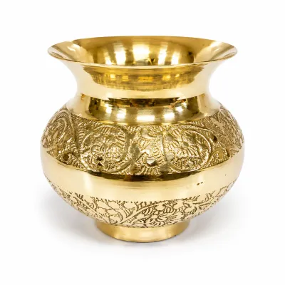 Brass Pooja Kalash Lota for Pooja & Decoration | Traditional Small Puja Pot for Temple Home Rituals & Gifting | 3x3 Inch | 150g | Pack of 1