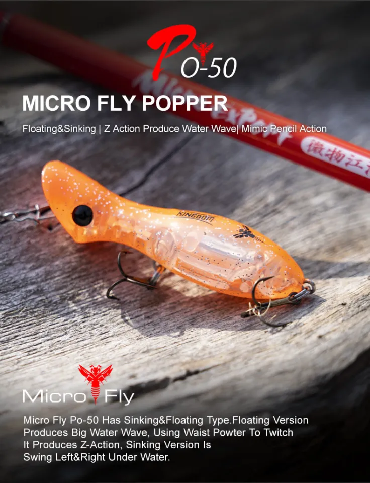 Kingdom PO-50 Popper Fishing Lures 50mm 3.5g 5g Floating Sinking Artificial  Hard Baits Good Action Fishing Wobbler For Bass Pike