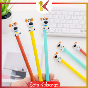 SK-A47 Pulpen Gel Karakter Puppy Lucu 0.5mm Motif Polos Korean Style / Alat Tulis Pena Cair Doggie Perlengkapan Sekolah Kantor Ballpoint Import