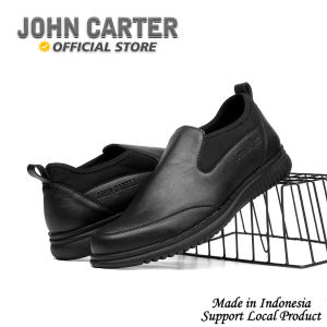 John Carter Enzio Sepatu Loafer Slip-On Formal Pria Hitam