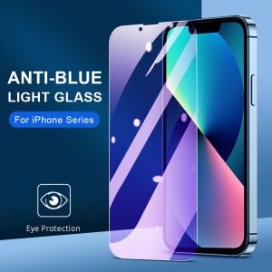 ♥Ready Stock【Anti-blue】9H Anti Purple Ray Light Tempered Glass For iPhone 14 13 12 mini 11 Pro XR XS Max X 8 7 6s 6 Plus SE 2020 Anti UV Purple Blue Ray Light HD Tempered Glass Screen Protector Film