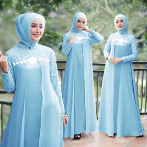 GAMIS ELLINA / GAMIS BRUKAT / BAJU LEBARAN / PAKAIAN WANITA / GAUN PESTA / KEBAYA / JUMBO SIZE