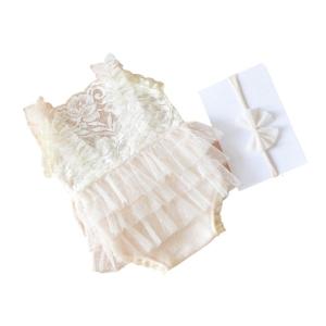 Baby Photography Props Lace Romper and Bowknot Hairband Outfit Photo Shoot Clothes Baby Photography Costume Clothing