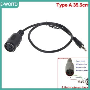 【E-WOITD】 Midi DIN 5 pin đến 3.5mm TRS Adapter ổn định truyền âm thanh tiếng ồn che chắn cho kết nối đàn piano kỹ thuật số