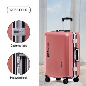 TRAVECUL 20/24" Aluminum Luggage USB Suitcase Luggage Double Buckle Luggage Bag Travel Anti-theft Suitcase