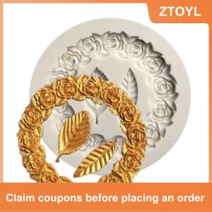 【ZTOYL】 1 cái Khuôn Silicone lá hoa hồng khuôn bánh sô cô la Tự làm khuôn nướng bánh đường