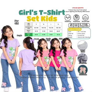 Girls T-Shirt Set Kids Cotton Jeans Short Sleeve Round Neck Comfy Skin Friendly Casual Top S-XL