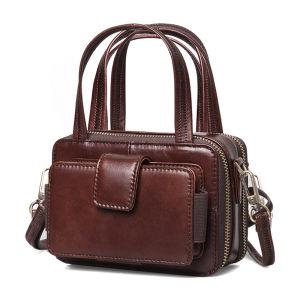 Cobbler Legend Double Zipper Women Genuine Leather Handbags Bags for Women Famous Brands Designer Crossbody Bags Vintage