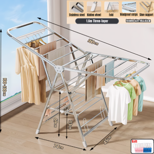 Foldable Stainless Steel Clothes Drying Rack Hanger Baju Ampaian Baju Penyidai Baju Clothes Rack Clothes Hanger 衣架
