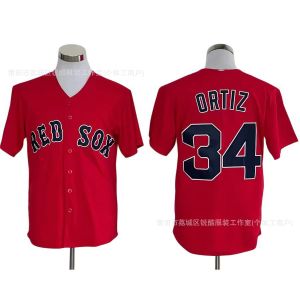 Embroidered jersey Red Sox embroidered baseball jersey size 34 plain white short-sleeved jersey available in stock