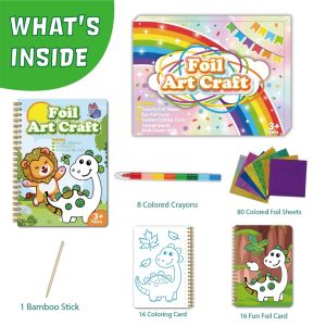 SG EmmAmy® Magic Art Childrens Cartoon Diy Set Foil Art Coloring Coil Book Magic Art Sticker Book Kids Birthday Gifts