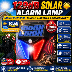 【24H SHIP】129DB Solar PIR Motion Sensor Alarm Strobe Light Waterproof Lampu Penggera Luar Rumah Banglo Ladang Pagar Keselamatan