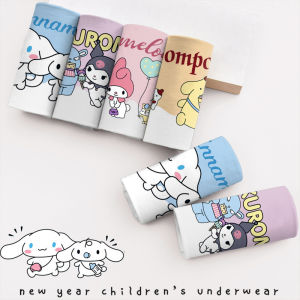 4Pcs/lot Sanrio Girls Panties Kids Cotton Underwear Childrens Briefs Cartoon Kuromi My Melody Cinnamoroll Short