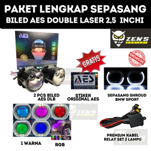 PAKET LENGKAP Lampu Biled AES Turbo SE DLB Dual Low Beam 75 Watt 25 inch