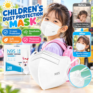 Kids Disposable Dust Masks 5 Layer White Face Cover 3D Shape Children Single Use Dust Mask Soft Earloop Elementary School Wear