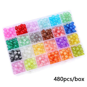 Beads Kit 8mm Crystal Glass Beads Mixed Colors for Bracelet Necklace DIY Jewelry Making Set