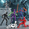 T13 Action Figure 3D Printed Movable Lucky 13 Robot Doll Interchangeable Hands Display Stand Luminous Wings. 