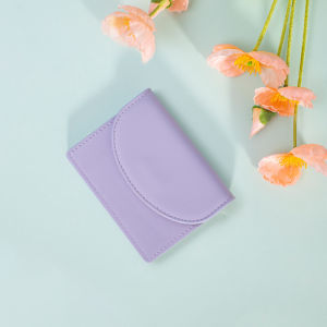 【Luckiyou】Women Soild Color  Simple PU Leather Flap Small Square Coin Purse Cute Mini Double Layer Card Holder ID Credit Card Storage Handbag
