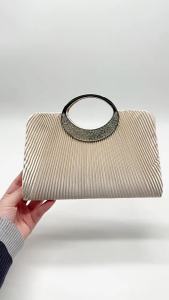 New Pleated Evening Bag Round Ring Handbag Rhinestone Party Clutch Dress Bag Gala Bag Wedding Chain Bag