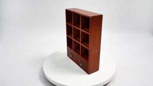 9 Compartment Wooden Storage Cabinet Vintage Wooden Display Organizer with Two Drawer Wall Mount or Freestanding Suitable for Placing Decorations Books Use in Living Rooms Study Rooms Bedrooms