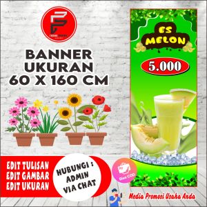 Banner Es Melon / Spanduk Minuman ES Melon / Banner Minuman ES / Banner Es Ukuran 60x160 m Bisa COD