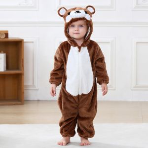 TWCEJE168 Soft Flannel Baby Hooded Romper Full-Coverage Design Cartoon Animal Toddler Costume Cozy Lightweight One-Piece Jumpsuit Halloween Party