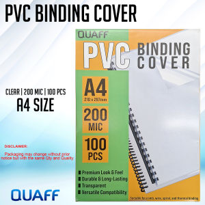 PrinTEE - QUAFF PVC Binding Cover 200micron Short | A4 | Long (100/pack) | PP Frosted Matte Binding Cover A4 (50pcs)