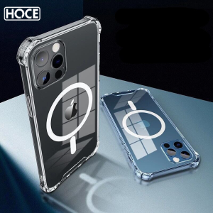 Hoce Rõ Ràng Magsafe Trường Hợp Đối Với iPhone 15 14 12 13 11 Pro Max iPhone 14 12 13 Mini X XR XS Max Bìa Bảo Vệ Hỗ Trợ sạc không dây Chống Sốc Chống Thả vỏ ốp lưng