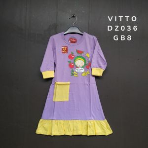 VITTO GAMIS KAOS ANAK CEWEK 2-10TH BAHAN KATUN COMBAD BAJU MUSLIM RIMPEL NGAJI HARIAN MURAH DZ-036