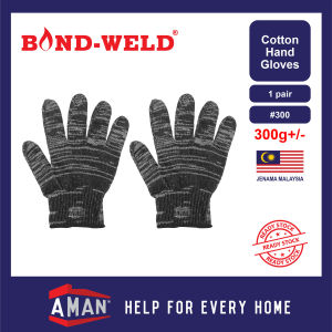 BOND WELD Knitted Cotton Hand Glove Safety String Knit Work Gloves Grip BBQ Gardening Glove Sarung Tangan Kain 手套 1 Pair