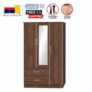 4 Feet Wardrobe Cupboard 5737 Walnut Color Mirror / Wenge 737 Furniture Almari Baju