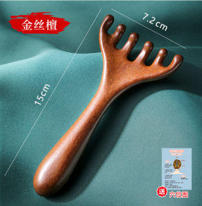 Acupressure Comb Golden Sandalwood Six Prong Design Scalp Massage Hair Care Health Tool Wellness Accessory