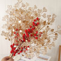 【SG Local Stocks】Artificial Flower Red Fruit Floral Decor Ginkgo Leaf Eucalyptus Golden Home Fake Plant Decor人造仿真花装饰. 