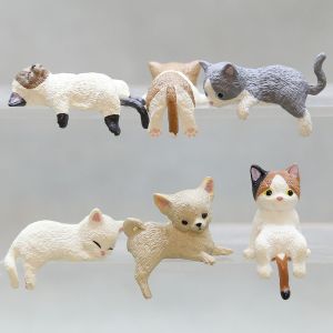 SYBILX Simulation Edge Cat Figurines DIY Cartoon Cat Refrigerator Sticker Material Cute Resin Car Cat Ornament Edge Decoration