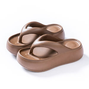 Free Shipping 6Cm Thick-Soled EVA Flip-Flops For Women Suitable For Summer Wear Featuring A Solid Color Design Soft Sole Height-Enhancing Effect And Anti-Slip And Anti-Odor Properties Perfect For The Beach